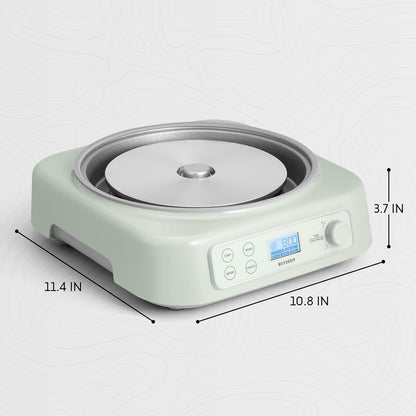 BUYDEEM LP55 5-in-1 Slow Cooker, Compatible with Various Cookwares, Multi-Cooker with Two Temperature Settings, Auto Keep Warm for 2H, Cozy Greenish, No Pot Included