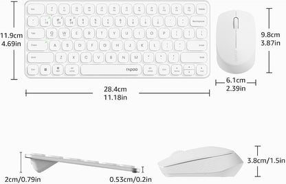 RAPOO Keyboard and Mouse Wireless - 9010M Multi-Device Wireless Keyboard Mouse Combo, 2.4GHz/Bluetooth 5.0/4.0 Wireless Keyboard Mouse Set for Windows/Mac/Linux/Chrome, Support 4 Devices, Silent Click