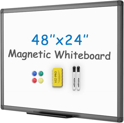 VIZ-PRO Tableau blanc magnétique effaçable à sec, 91,4 x 61 cm, cadre en aluminium noir