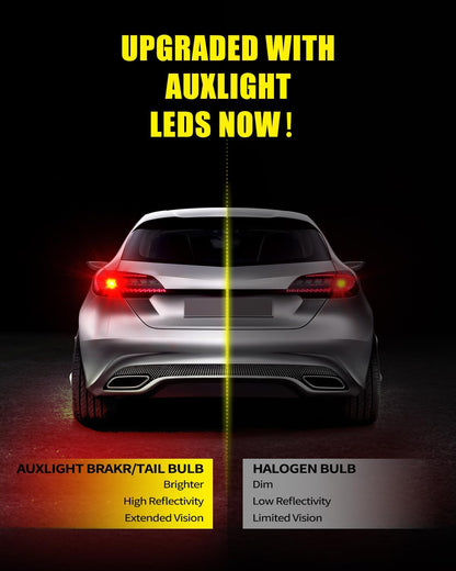 AUXLIGHT 3157 3156 4157 3057 3357 LED Bulbs, Ultra Bright 60-SMD LED Replacement for Turn Signal Blinker Lights, Brake/Tail Lights, Parking/Running Lights, Amber Yellow (Pack of 2)