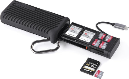 PGYTECH Createmate CFexpress Type B Card Reader 12 in 1 Card Case USB3.2 Gen 2 10Gbps SD Card Reader for Photographers (Black, CFexpress-A)