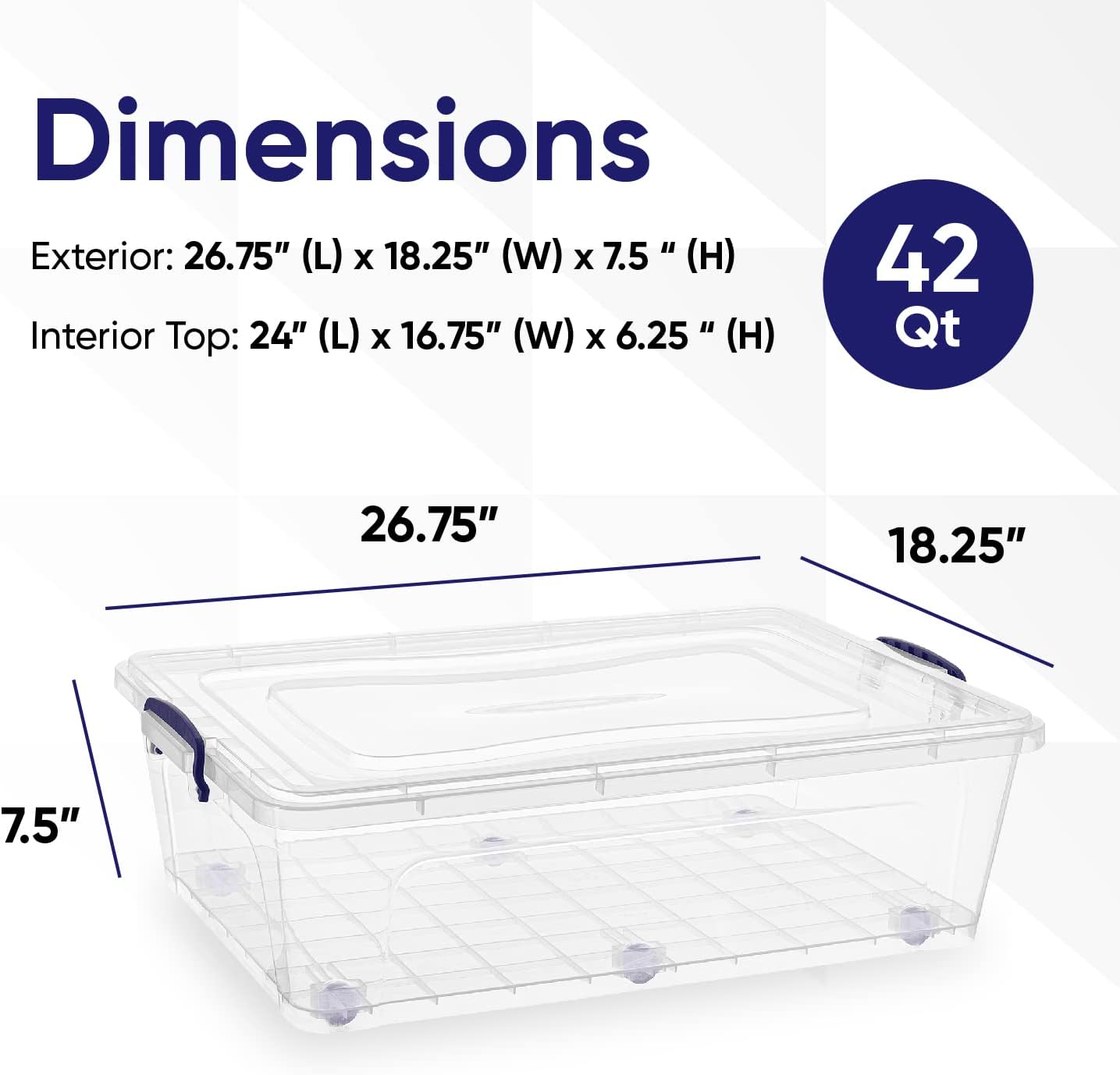 Superio Storage Bins with Lids- 3 Pack, 1.85 Qt Clear Boxes for Organizing, Stackable Plastic Containers- BPA Free, Non-Toxic, Odor Free, Organizer for Home, Office, Dorm