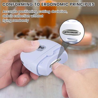 Electric Automatic Nail Clipper Automatic Fingernail Cutter with Nail Scraps Storage 300mAh USB Rechargeable Safety Fingernail Trimmer with LED Light Electric Fingernail Cutter Nail Scissors for Baby Kids Adult (White)