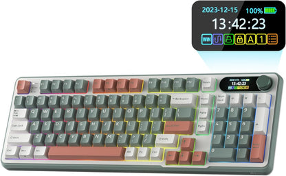 RK ROYAL KLUDGE S98 Mechanical Keyboard w/Smart Display & Knob, Top Mount 96% Wireless Mechanical Keyboard BT/2.4G/USB-C, Hot Swappable, Software Support, Massive Battery, 98 Keys