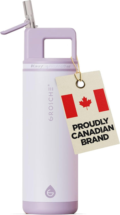 GROSCHE Alpine Flip 'N Sip 16oz Insulated Water Bottle - Stainless Steel, Leakproof Flask with Straw - Perfect for Gym, Travel, Sports & Outdoor Use, Canadian Brand! - 16 fl. oz, Scuba Blue