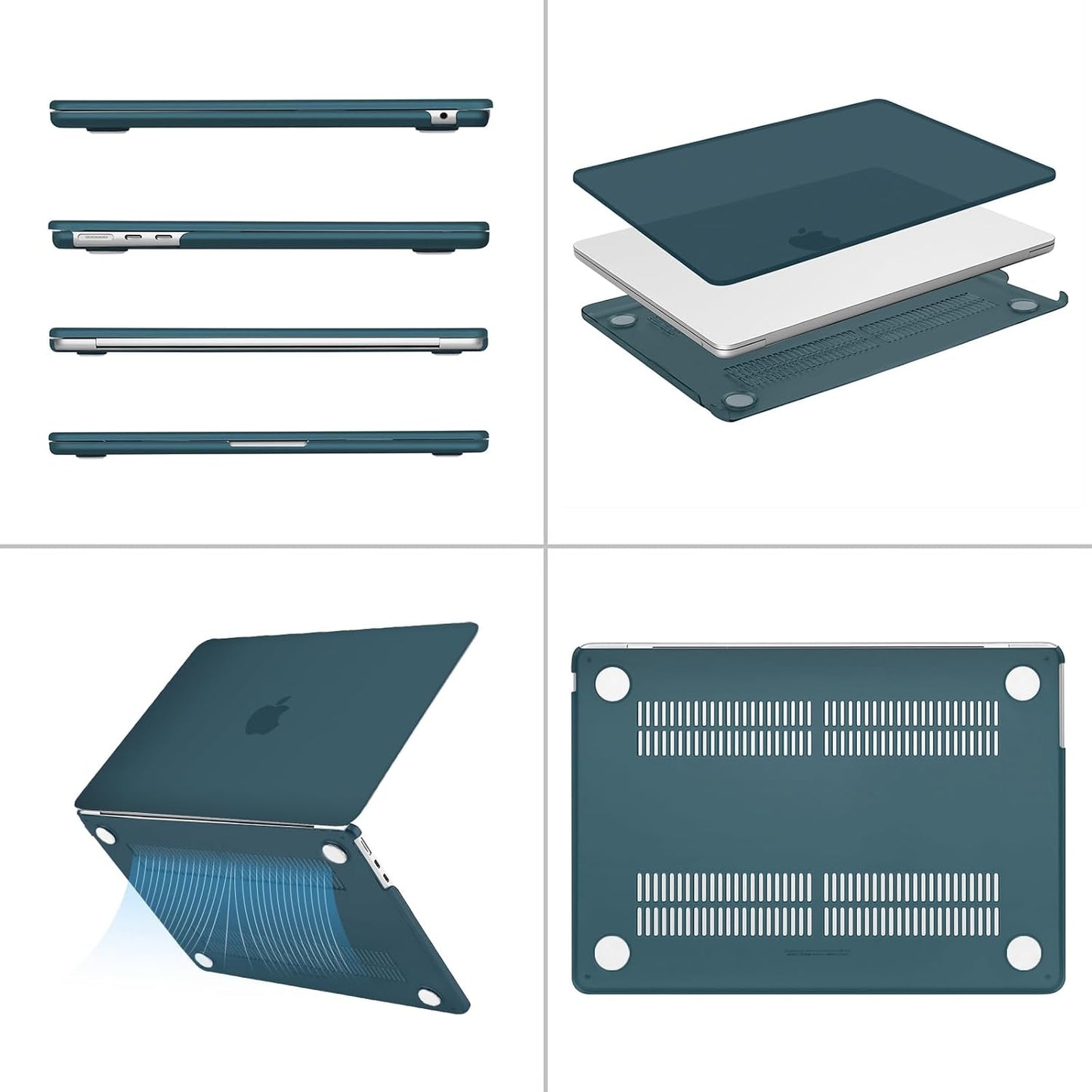 MOSISO Compatible with MacBook Air 13 inch Case 2025 2024 2023 2022 M4 A3240 M3 A3113 M2 A2681, Plastic Hard Shell&Keyboard Cover&Screen Film&Pouch for MacBook Air 13.6 inch Case, Crystal Clear