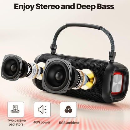 Portable Karaoke Machine, Bluetooth Speaker with Microphone, Three Echo Levels, Indoor and Outdoor Modes, IPX6, BT 5.3, Supports AUX, TF, USB