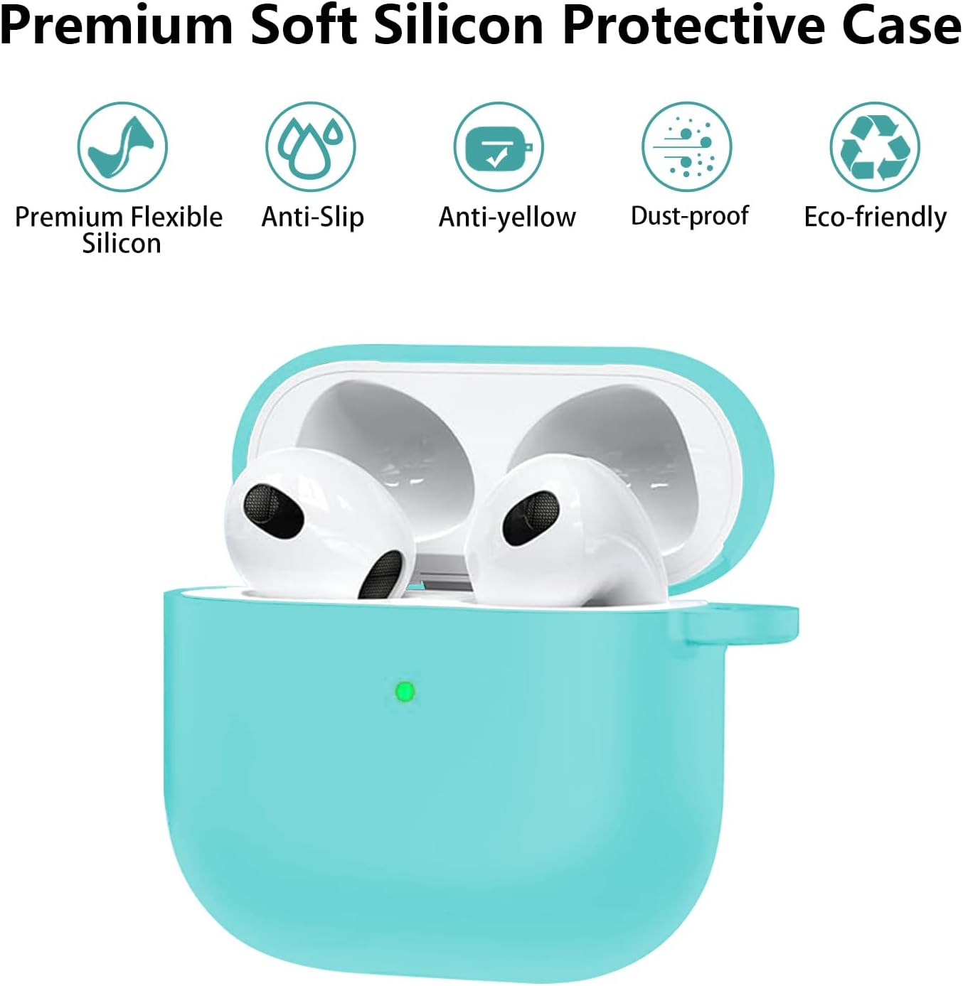 Aircawin for Airpods 4 Case Cover,Shockproof Case for Airpods 4th Generation Case Cover 2024,Premium Silicon Case with Keychain and Cleaing Pen for Airpods 4 Gen, Wireless Earphone Accessories-Blue