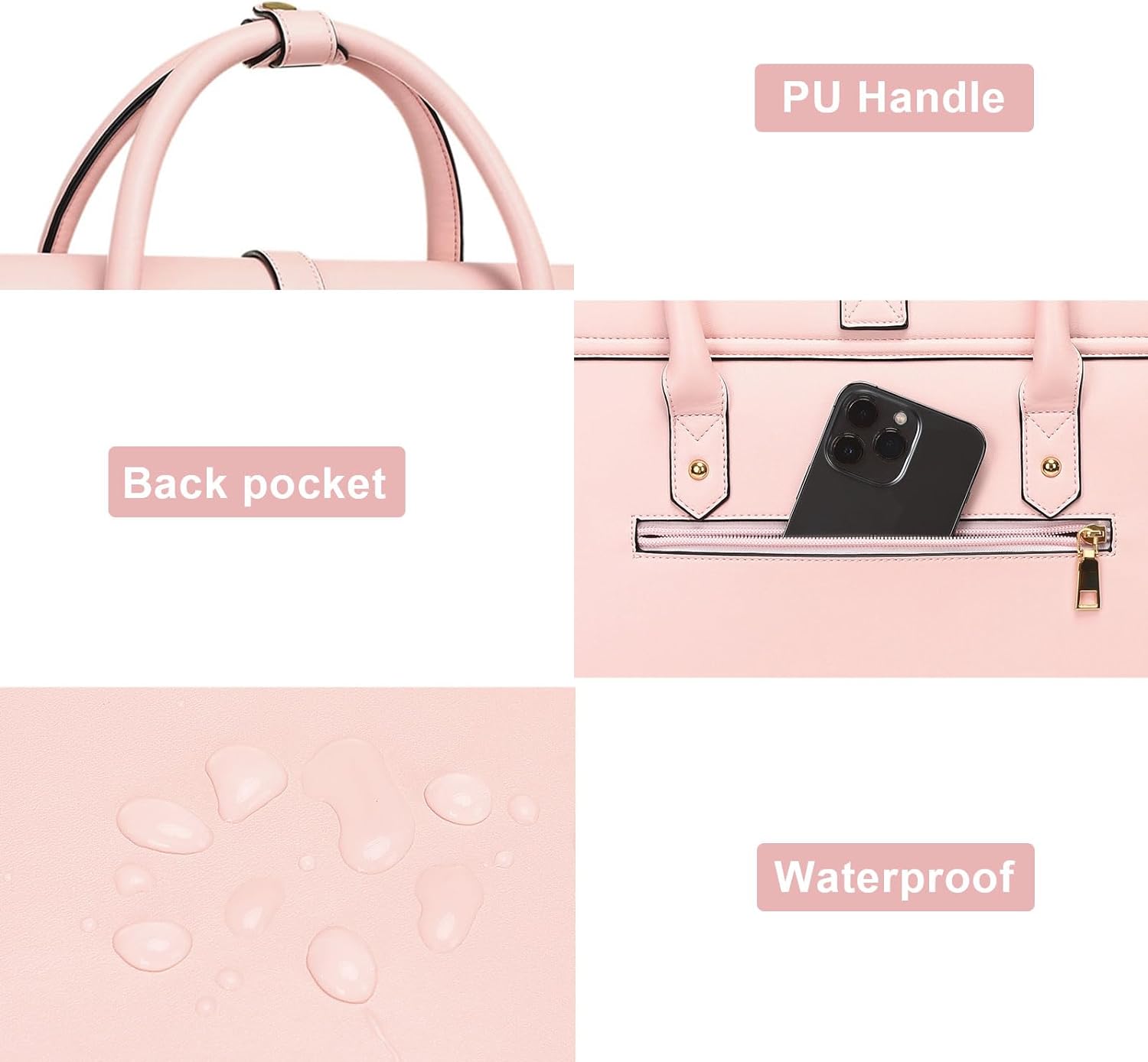 MOSISO Laptop Bag for Women, PU Leather Laptop Shoulder Bag Convertible Backpack, Work Travel Computer Bag with Bowknot - PuriLite