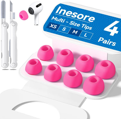 4 Pairs Replacement Ear Tips for AirPods Pro 2nd/1st Generation with Portable Storage Box & Cleaner Pen,Noise Reduction Holewith & Built-in dust Guard Screen,Silicone Ear Tips for AirPods Pro (White)