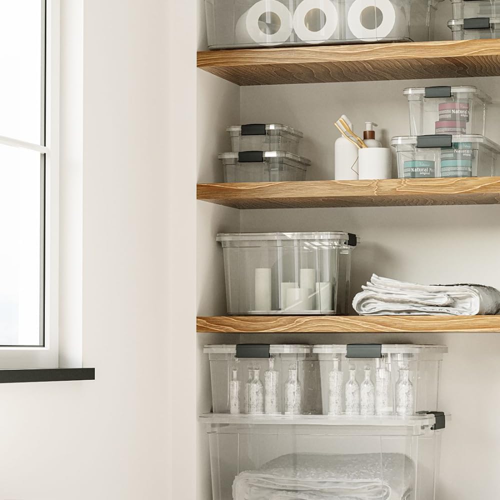 Superio Storage Bins with Lids- 3 Pack, 1.85 Qt Clear Boxes for Organizing, Stackable Plastic Containers- BPA Free, Non-Toxic, Odor Free, Organizer for Home, Office, Dorm