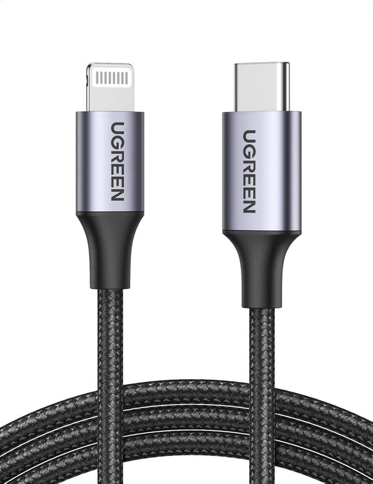 UGREEN USB C to Lightning Cable Braided MFi Certified Type C Fast Power Delivery Charger Cord Data Sync Compatible for iPhone 14 Pro Max 13 12 Pro 11 Pro, XS XR, 8, iPad Pro 12.9, 6FT