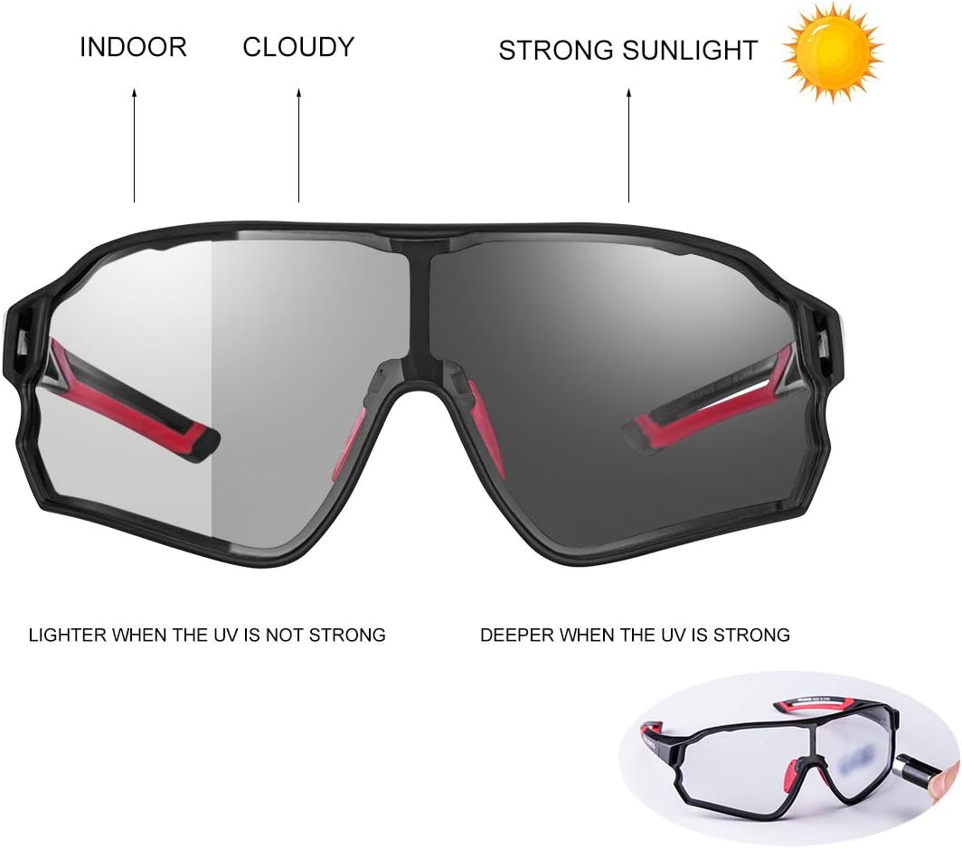 ROCKBROS Photochromic Sunglasses for Men Cycling Sunglasses Sports Bike Glasses