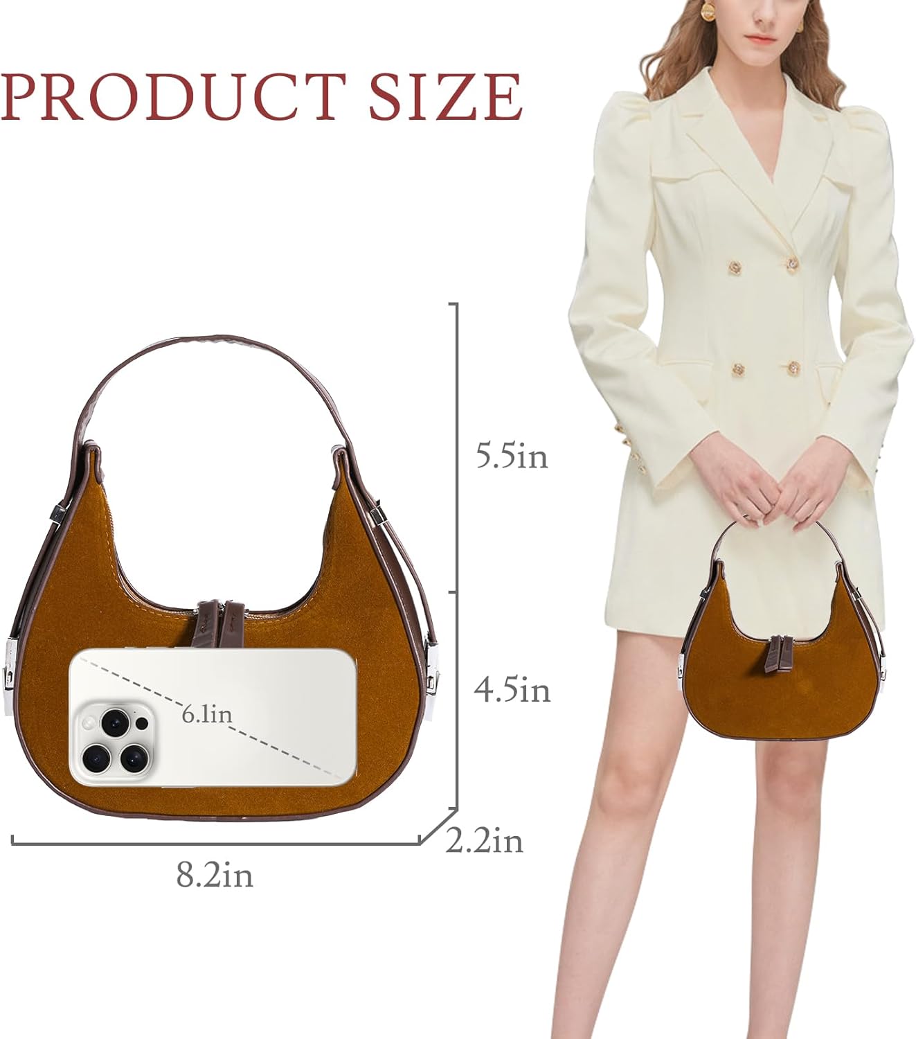 Prpeko Shoulder Bag Crescent Retro Y2k Hobo Handbags 90s Underarm Purse Bag Fashion Clutch Purses for Women