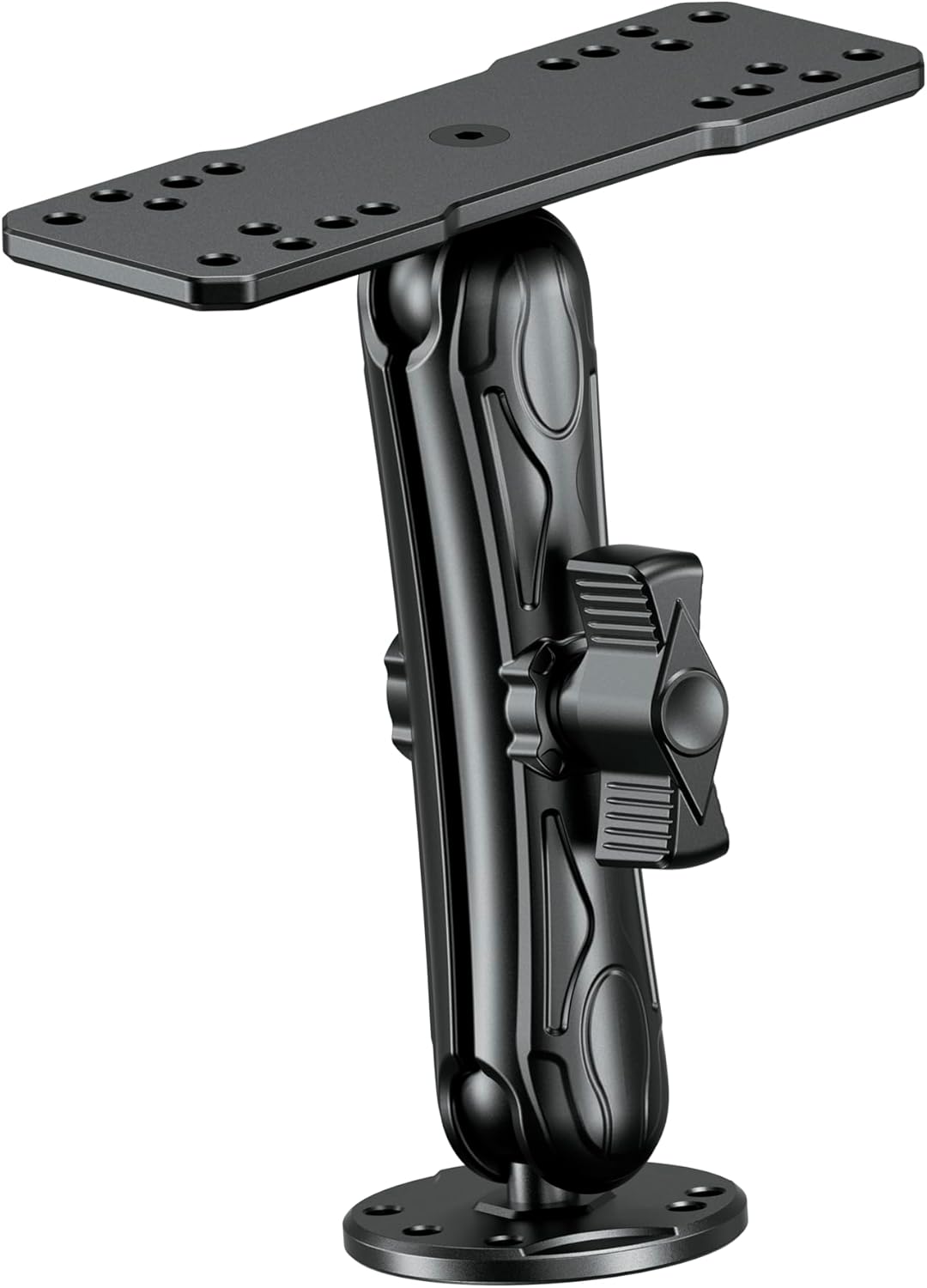 VAZESWIN Aluminum Alloy Fish Finder Mount with B Size 1" Ball Rectangle Plate & Round Base, 5.9" Long Arm Marine Electronic Mount Compatible with Garmin, Lowrance, Humminbird, Raymarine and More