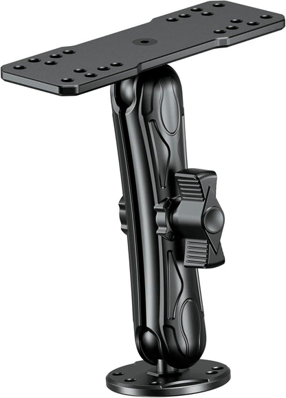 VAZESWIN Aluminum Alloy Fish Finder Mount with B Size 1" Ball Rectangle Plate & Round Base, 5.9" Long Arm Marine Electronic Mount Compatible with Garmin, Lowrance, Humminbird, Raymarine and More