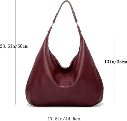 Ashioup Hobo Bags for Women Soft PU Leather Shoulder Bag Vintage Slouchy Handbag with Zipper