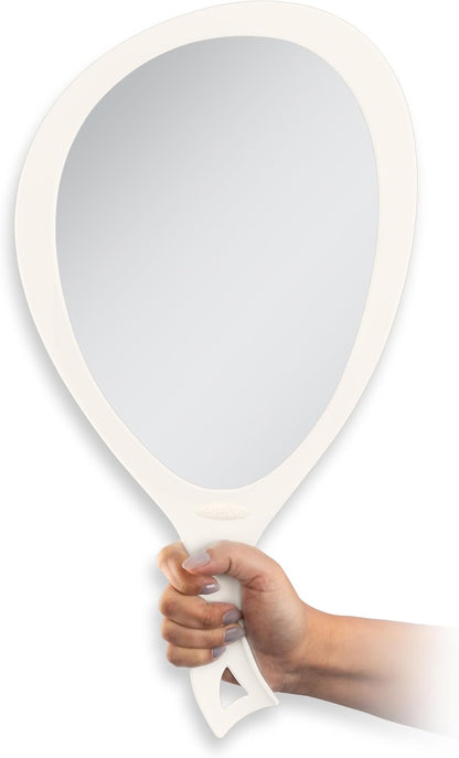 Zadro Salon Professional Extra Large Hand Mirror with Handle, 10" W x 19" L, Multi-Purpose Oval Handheld Mirror with New Distortion-Free Reflection (3, Black, Large (Pack of 3))