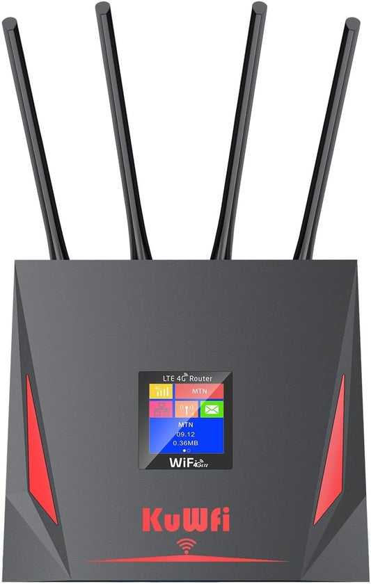 KuWFi High Speed 4G LTE Router, 4g Wireless Router with sim Card Slot and 5dBi Antennas Suitable for for Bell/Rogers/Virgin in Canada