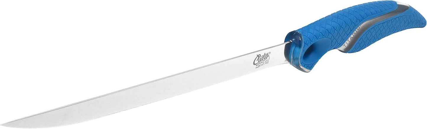 Cuda 9'' Titanium Fillet Knife with Sheath (18143) Blue