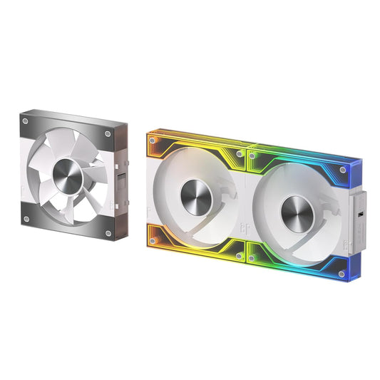 LTC CF-123D 120mm PC Case Fan, Daisy-Chain Connection, Infinity Mirror ARGB Lighting, Reversible Airflow 2000RPM Max, HDB Bearing PWM Computer Case Cooling Fan, Motherboard SYNC, 3 Pack, White
