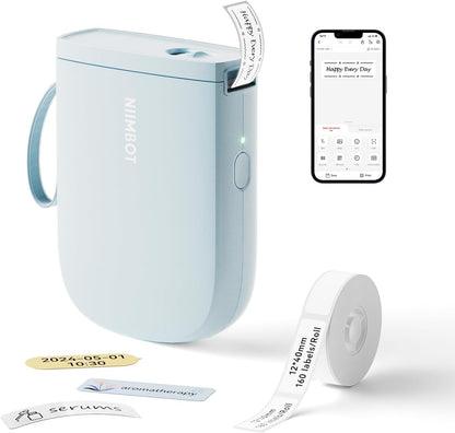 NIIMBOT D110 Mini Label Maker Machine with Tape(Pre-Cut Size 12x40mm), Portable Bluetooth Sticker Printer, Inkless Automatic Feeding One-Touch Custom Printing, Compatible with Phone Only