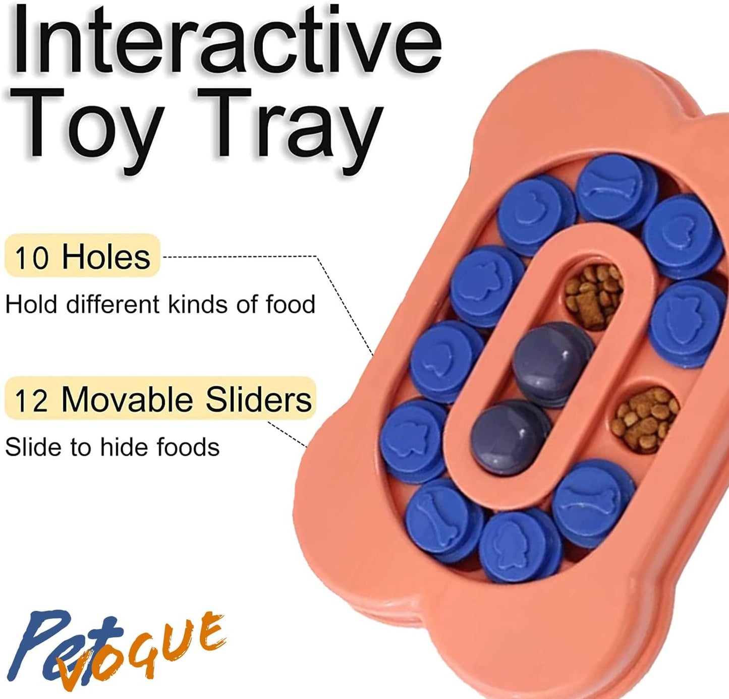 PetVogue Dog Slow Feeder Bowl, Puzzle Toy for Dispensing Treats, Pet Play Toys Game for Training IQ and Feed, Interactive Food Bowls Dispenser for Small, Medium, Large - Orange