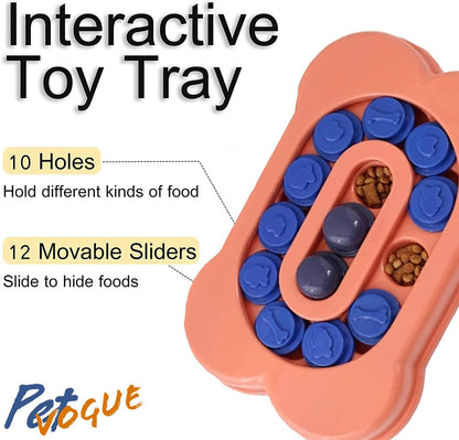 PetVogue Dog Slow Feeder Bowl, Puzzle Toy for Dispensing Treats, Pet Play Toys Game for Training IQ and Feed, Interactive Food Bowls Dispenser for Small, Medium, Large - Orange