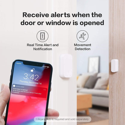 Aqara Zigbee Door and Window Sensor 3 Pack, Wireless Contact Sensor, Home Automation, Requires Aqara Hub (not 3rd-Party), Zigbee Connection, Kid Safety, Compatible with Apple HomeKit, Alexa, IFTTT