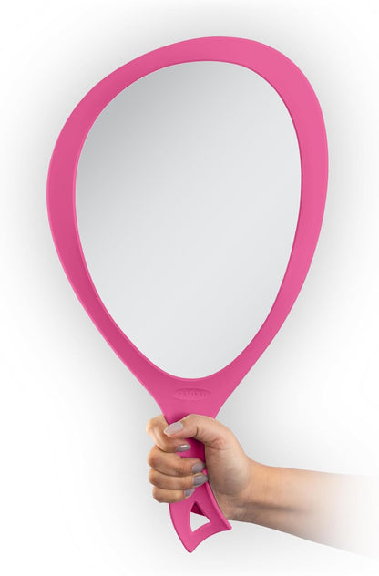 Zadro Salon Professional Extra Large Hand Mirror with Handle, 10" W x 19" L, Multi-Purpose Oval Handheld Mirror with New Distortion-Free Reflection (3, Black, Large (Pack of 3))
