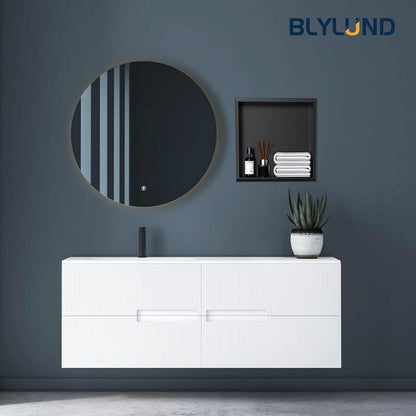 BLYLUND Shower Niche 12" x 24" NO Tile Needed,Matte Black Double Shelf Organizer, Square Corners Wall-Inserted Niche Recessed Shower Shelf Modern Soap Niche for Bathroom