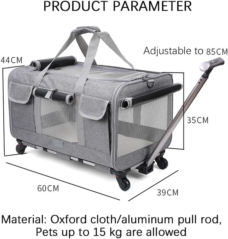 axGear Rolling Pet Carrier Trolley Wheels Dog Cat Traveling Camping Air