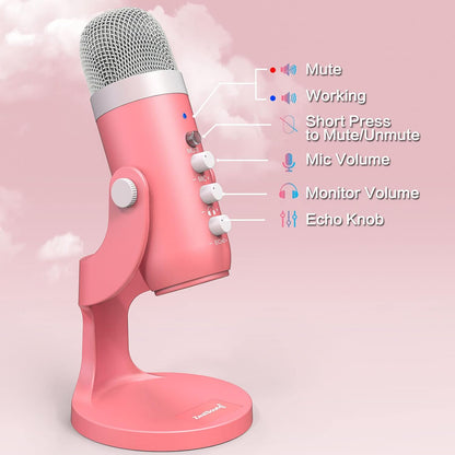 ZealSound USB Microphone,Condenser Phone Computer PC Mic kit,Plug&Play Gaming Microphones for PS 4&5.Mic Gain&Volume Control,Echo &Mute Button for Vocal,Record,Streaming,Discord YouTube Podcast on Mac
