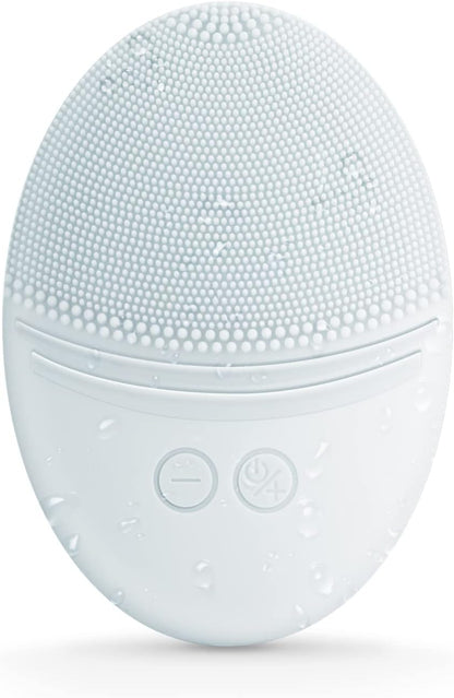 EZBASICS Sonic Facial Cleansing Brush Made with Ultra Hygienic Soft Silicone, Waterproof Sonic Vibrating Face Brush for Deep Cleansing, Gentle Exfoliating and Massaging, Inductive Charging Blue