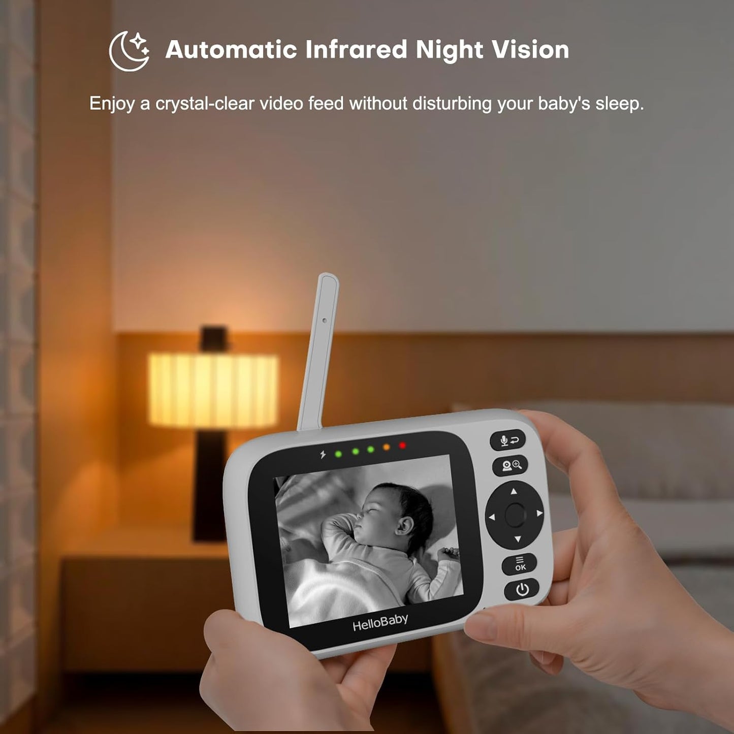HelloBaby Baby Monitor No WiFi,Video Baby Monitors with Camera and Audio,3.2'' IPS Screen, Remote Pan-Tilt-Zoom Baby Camera Monitor,Plug&Play,Night Vision,1000ft Range,2-Way Talk, ECO Mode,Temperature