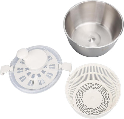 Salad Spinner, 5l Stainless Steel Vegetable Spinner Multifunctional Lettuce Dryer Bowl with Lid Drain Bowl Colander for Home Kitchen