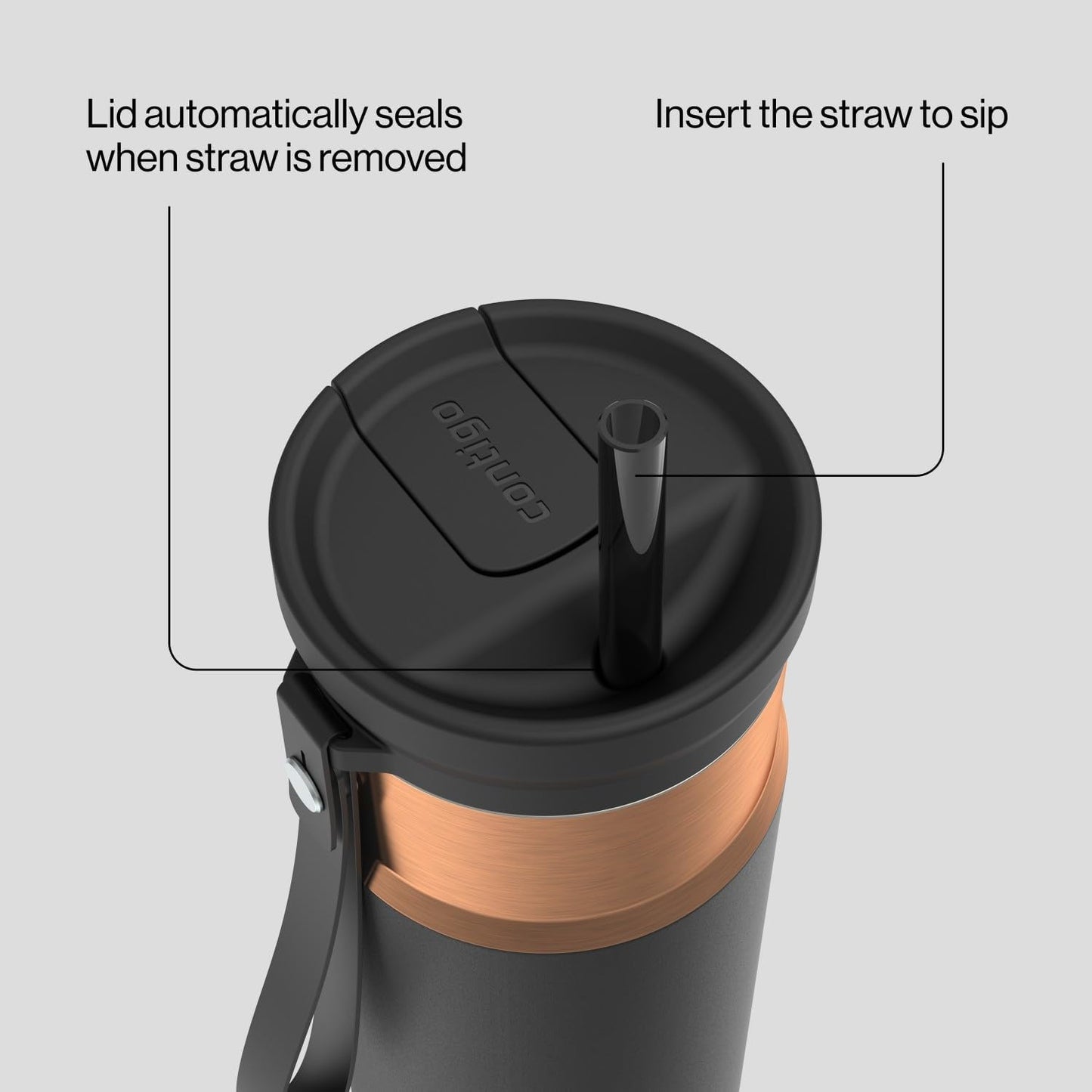 Contigo SnapSeal 24 oz Water Bottle w/Carry Strap & Reusable Straw | Vacuum-Insulated Stainless Steel for Hot & Cold Drinks | Spill-Proof Lid | BPA & Lead-Free | Dishwasher Safe