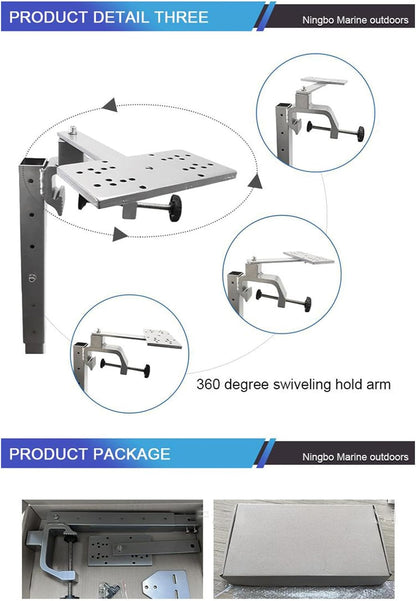 Kayak Fish Finder Mount, Upgraded Saltwater Fish Finder Bracket, 360° Rotation Height Adjustment Bracket for Boat Marine Saltwater Freshwater Fishing