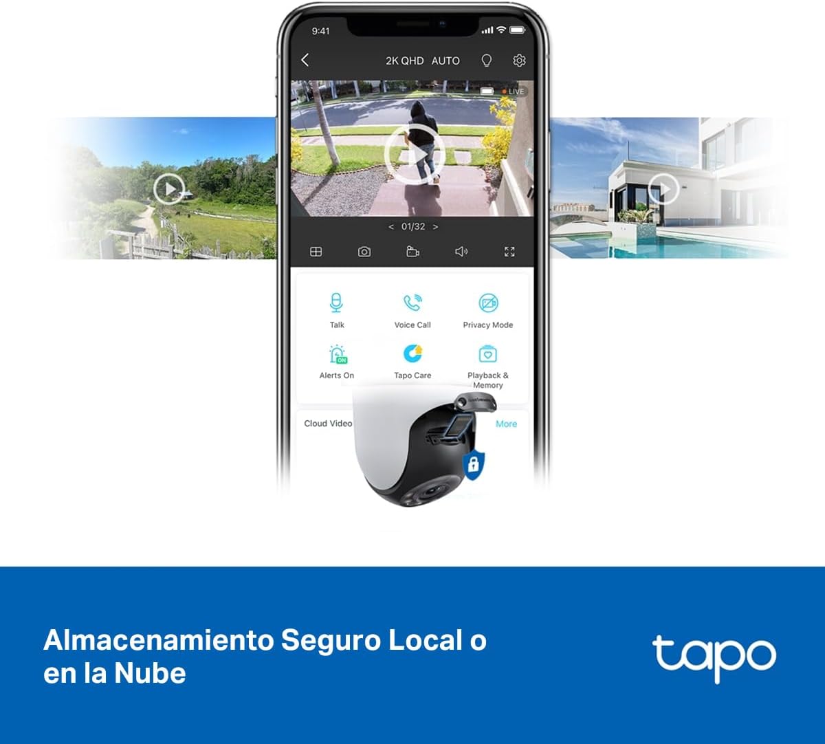 TP-Link Tapo 2K QHD Pan/Tilt Outdoor Wired Security Wi-Fi Camera, 360° Visual Coverage, Starlight Full-Color Night Vision Up to 98ft, Person/Pet/Venicle Detection,Physical Privacy Mode(Tapo C520WS)