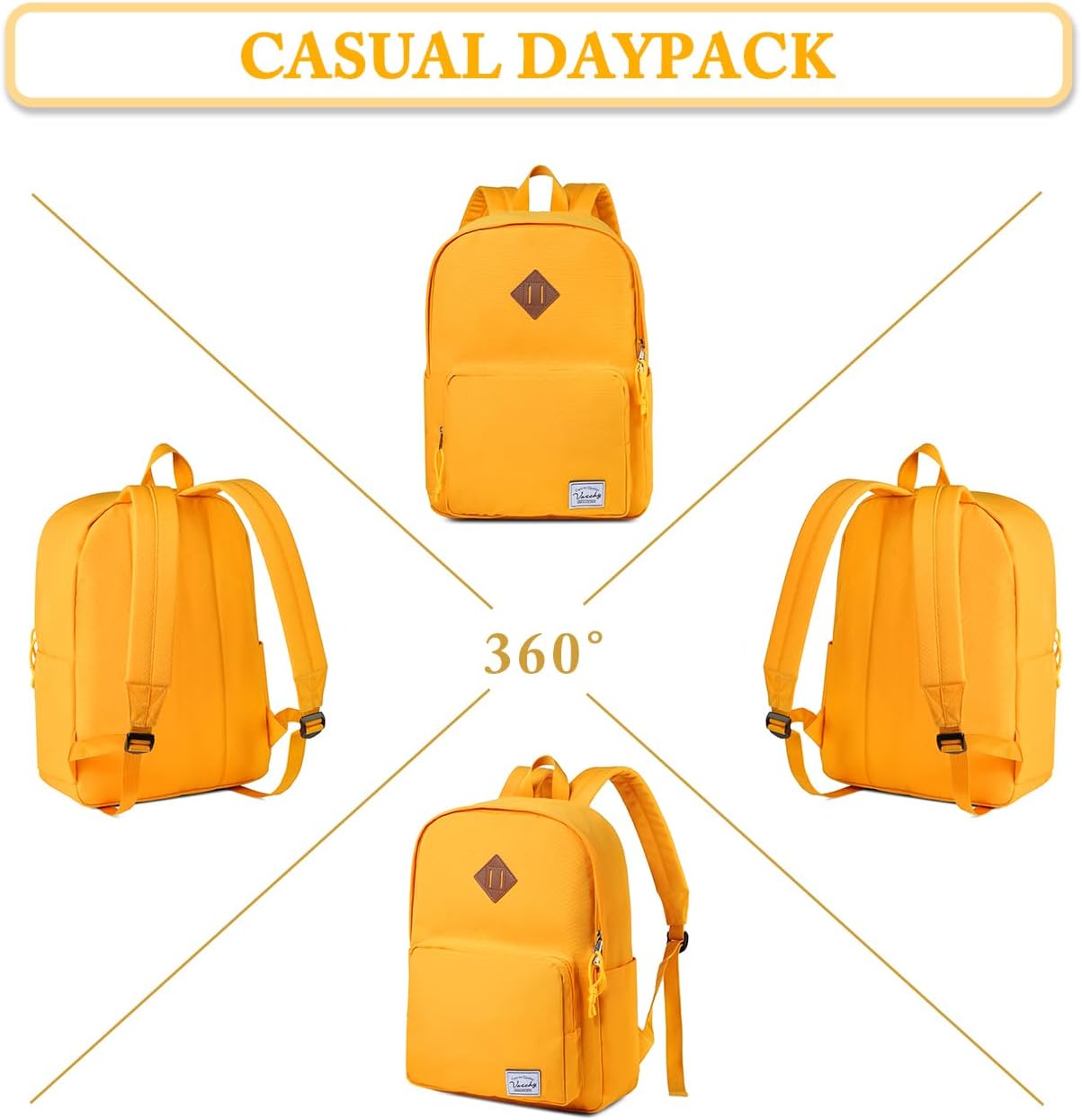 VASCHY Lightweight School Backpack for Women with Sleeve for 14" Laptop