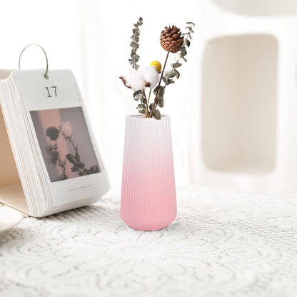 White Ceramic Vase, GUKJOB Small Cute Flower Vase for Pampas Grass, Home, Living Room, Dining Table, Farmhouse, Office Decor, Bedroom, Table, and Kitchen Shelf (White)