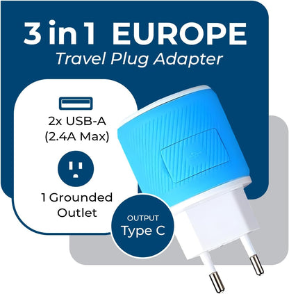 OREI South Africa, Botswana, Namibia Travel Plug Adapter with Dual USB - USA Input - Type M (U2U-10L), Will work with Cell Phones, Camera, Laptop, Tablets, iPad, iPhone