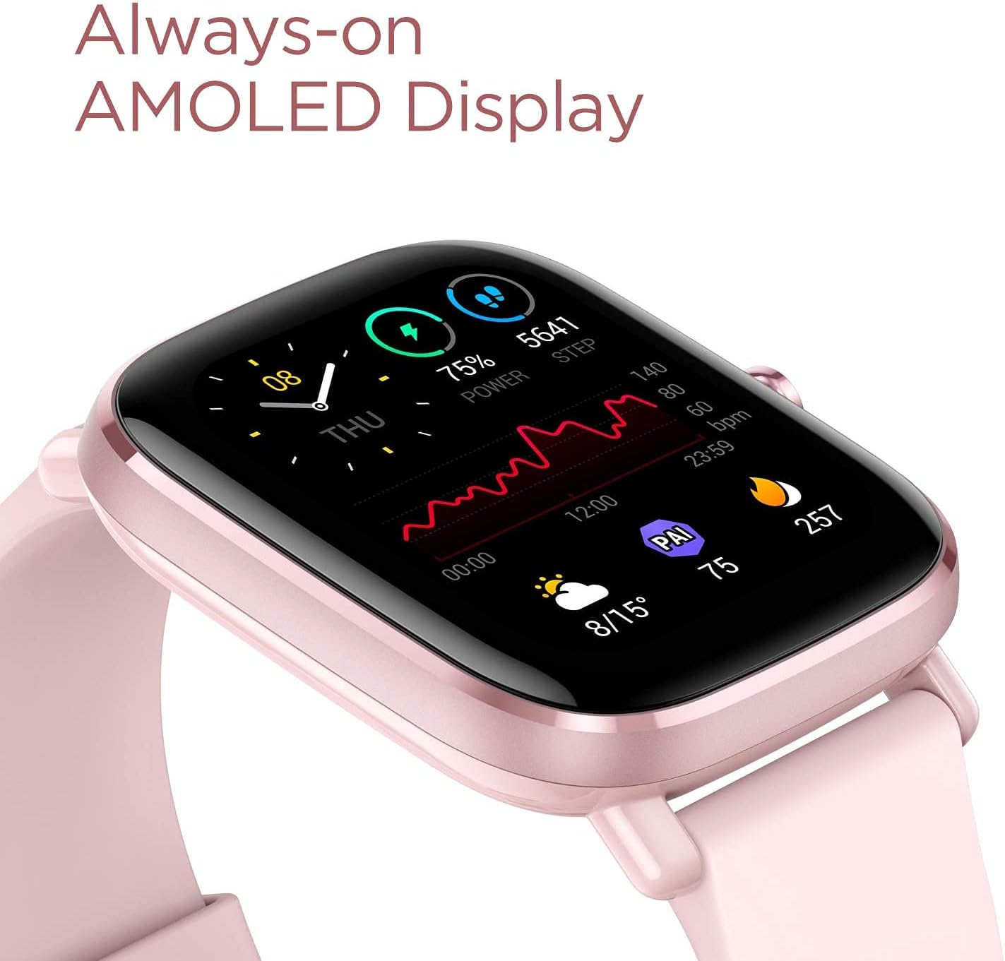Amazfit GTS 2 Mini in Pink Smartwatch GPS Fitness Tracker for Men Women, Alexa Built-in, 14 Days Battery Life, 70+ Sports Modes, Blood Oxygen Heart Rate Sleep Monitor, AMOLED Screen, 5 ATM Waterproof