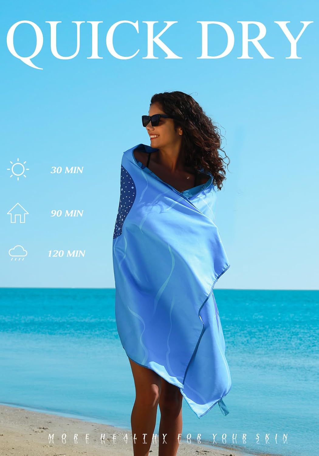 4 Pack Microfiber Lightweight Thin Beach Towel Sand Free Quick Dry Super Absorbent Compact Oversized Large Towels for Swimming Pool Yoga Gym Travel Vacation Beach Accessories Essentials for Adults