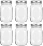 16oz Mason Jars with Airtight Screw Lids, 6 Pack 500ml Storage Glass Jars for Fruits,Jams,Drink Favors,Spice,Baby Foods,DIY Candles