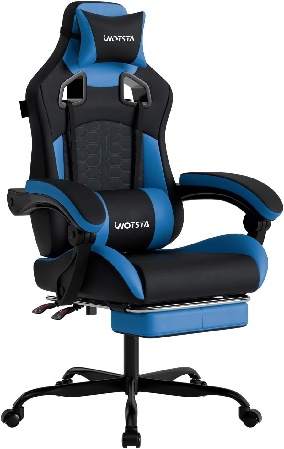 Gaming Chair with Footrest,High Back with Massage Reclining Computer Chair， Big and Tall Racing Gaming Chair Ergonomic Game Chair for Adults PVC Leather (Red)