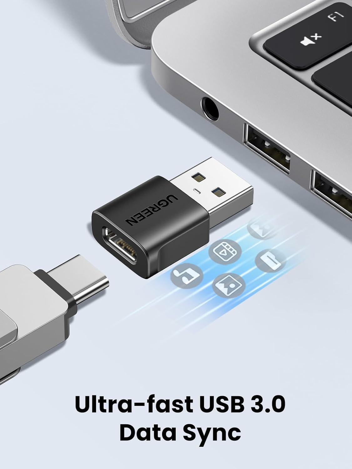 UGREEN USB to USB C Adapter 2 Pack, 10Gbps USB C Female to USB Male Adapter Type C Car Charger Converter for iPhone 15 Pro Max, Galaxy S24 S23, Pad Air Mini, Car Play, Black