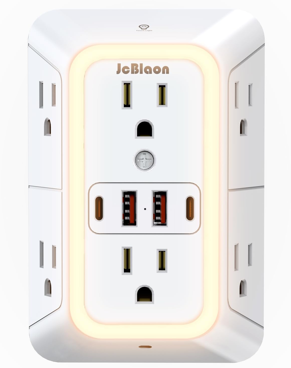 Wall Outlet Extender with Night Light, 6 AC Outlet Splitter and 4 USB Charging Ports, Surge Protector Multi Plug Adapter for Home, Office, and Travel - PuriLite