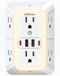 Wall Outlet Extender with Night Light, 6 AC Outlet Splitter and 4 USB Charging Ports, Surge Protector Multi Plug Adapter for Home, Office, and Travel - PuriLite