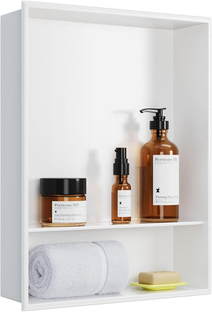 BLYLUND Shower Niche 12" x 24" NO Tile Needed,Matte Black Double Shelf Organizer, Square Corners Wall-Inserted Niche Recessed Shower Shelf Modern Soap Niche for Bathroom